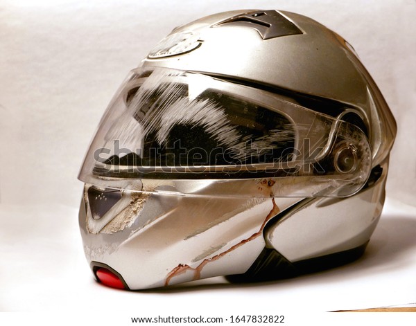 crash helmet after a\
motorcycle accident