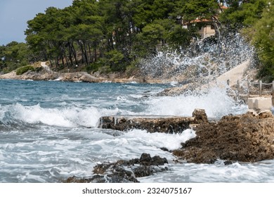 the crash of the waves at the beach