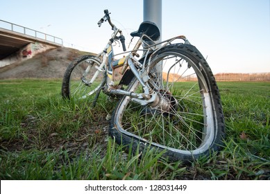 crashed bicycle