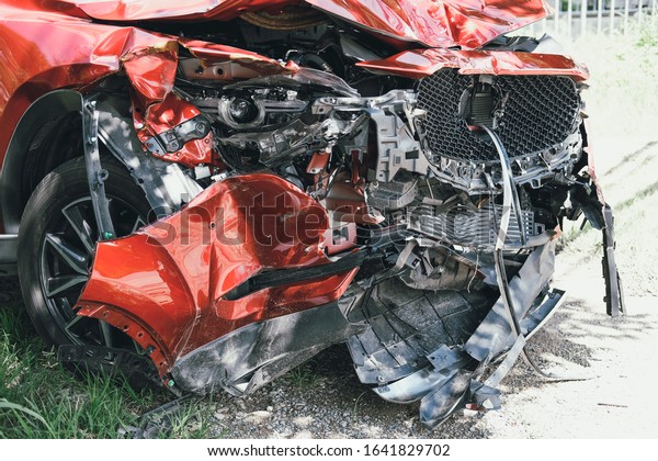 crashed damaged broken car. automobile crash
collision accident