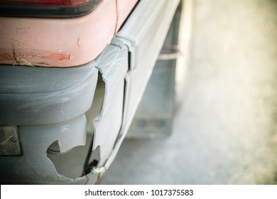 Crashing Car Bumper With Copyspace.Accident Or Insurance Concept.