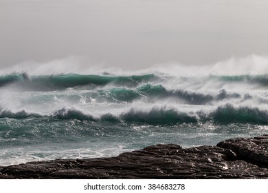 Crashing stormy seas on a rocky South African coast