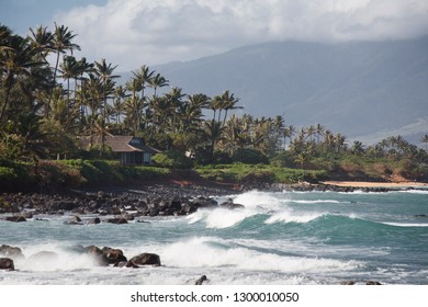 Crashing Waves At Beach Near Kahului, Maui