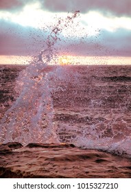 Crashing Waves at Sunset