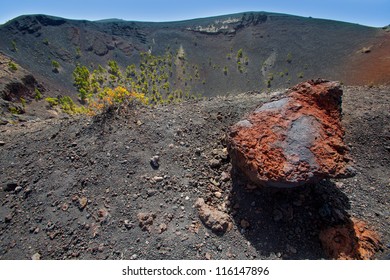 Crater In La Palma San Antonio Volcano Fuencaliente At Canary Islands