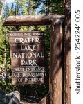 Crater Lake National Park West Entrance Sign