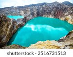 Crater lakes Danau Alapola and Kootainuamuri, Volcano Kelimutu, Island Flores, Indonesia, Southeast Asia.
Panoramic view of Crater lakes of Volcano Kelimutu, Flores, Indonesia.