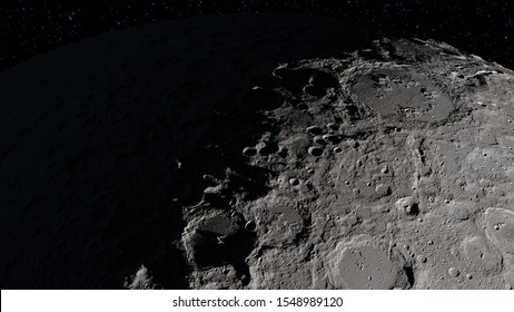 Craters in the surface of the Moon. Elements of this image furnished by NASA's Scientific Visualization Studio.