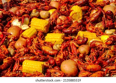 A Crawfish Boil On A Table