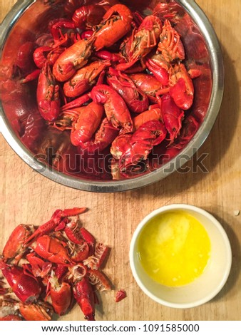 Crawfish in a Bowl with a Side of Butter