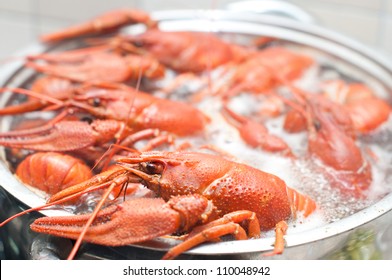 Crawfish Cooking In A Large Pot