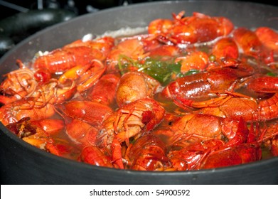 Crawfish Cooking In A Large Pot