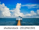 Crawley Edge Boatshed, the blue boat houes, located in Perth, Western Australia, Australia