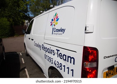 Crawley West Sussex UK August 2022 : Local Crawley Council Van Parked In The Local Shops. 