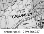 Crawley, West Sussex, United Kingdom colour atlas map town name in black and white