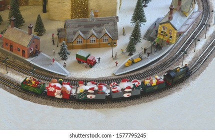 Crawley,West Sussex/Great Britain-December 3 2019 : A Christmas Train Set In The UK