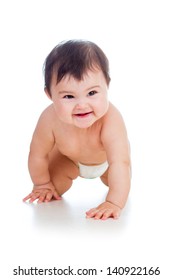 Crawling Baby Girl Isolated