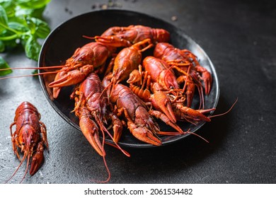 crayfish food fresh seafood red boiled  crustaceans meal snack on the table copy space food background rustic 