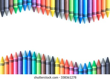 Crayon Drawing Border Multicolored Background