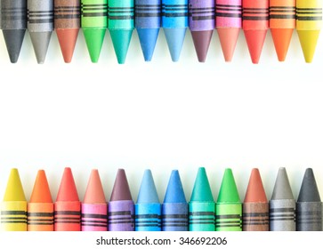 Crayon Drawing Border Multicolored Background Stock Photo 346692206