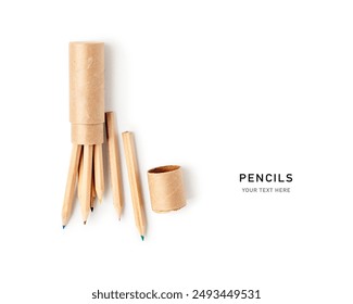 Crayons, color pencils in eco cardboard box arrangement isolated on white background.Back to school concept. Creative layout. Design element. Flat lay, top view. Copy space
 - Powered by Shutterstock