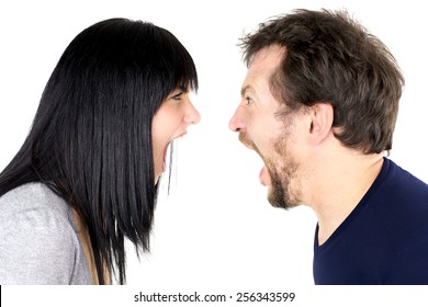 Crazy angry couple fighting hard