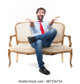 crazy businessman sitting - Shutterstock ID 387136714