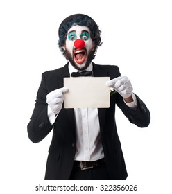 Crazy Clown Man With Placard