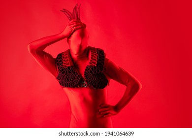 Crazy Fashion, A Man In A Red Leotard On A Red Background,