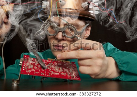 Crazy inventor replacement of electronic components on printed circuit board