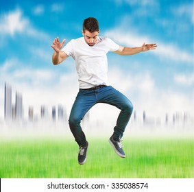 Crazy Man Jumping Stock Photo 335038574 | Shutterstock