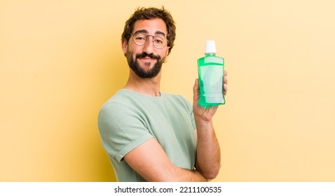 Crazy Man With A Mouth Wash Bottle