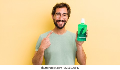 Crazy Man With A Mouth Wash Bottle