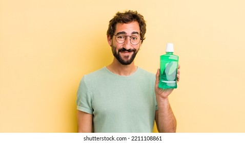 Crazy Man With A Mouth Wash Bottle