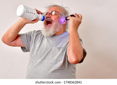 Crazy Old Man Drinking Bleach And Shining A UV Lamp Into His Ear Trying To Treat A COVID-19 Infection.
Conspiracy Theory, Urban Legends