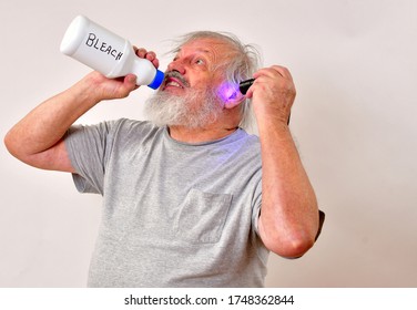 Crazy Old Man Drinking Bleach And Shining A UV Lamp Into His Ear Trying To Treat A COVID-19 Infection.