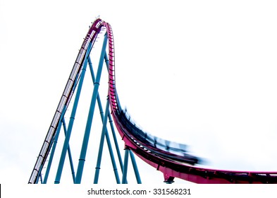 crazy rollercoaster rides at amusement park - Shutterstock ID 331568231