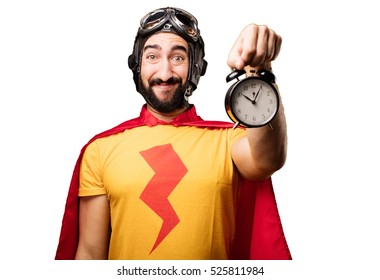 Crazy Super Hero With Clock