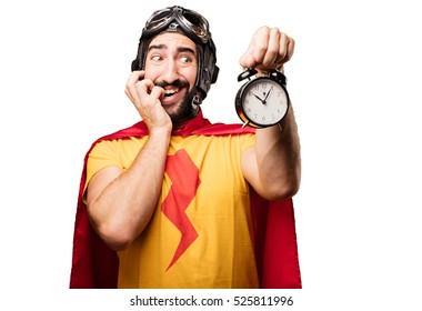 Crazy Super Hero With Clock