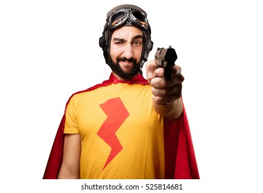 Crazy Super Hero With A Gun