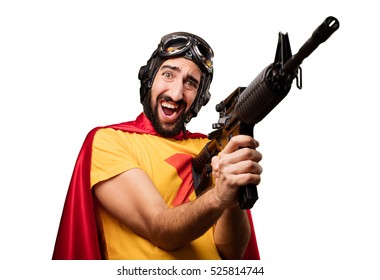 Crazy Super Hero With A Gun