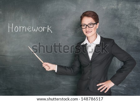 Crazy teacher with pointer 