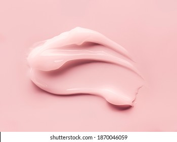 Cream Balm Cosmetic Texture Smudge On Pastel Pink Background