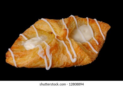 Cream Cheese Danish Pastry Isolate On Black