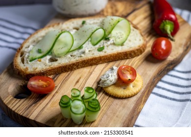 Cream Cheese On Sourdough With Cucumber