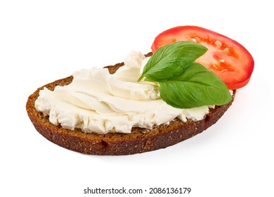 Cream Cheese Sandwich, Isolated On White Background