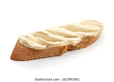 Cream Cheese Sandwich, Mascarpone, Isolated On White Background.