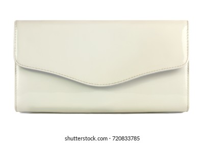 Cream Clutch Bag Isolated On White Background