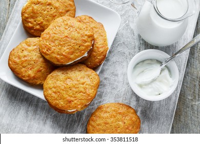 Cream Filled Carrot Cake Cookies Sandwich