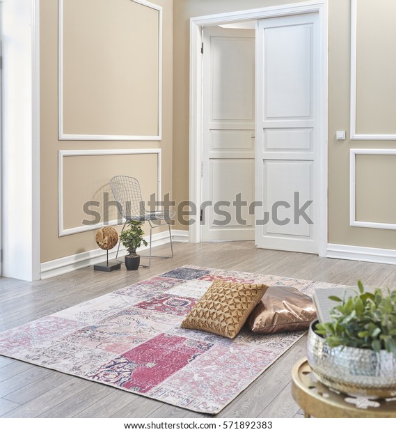 Cream Frame Wall White Door Classical Stock Photo Edit Now